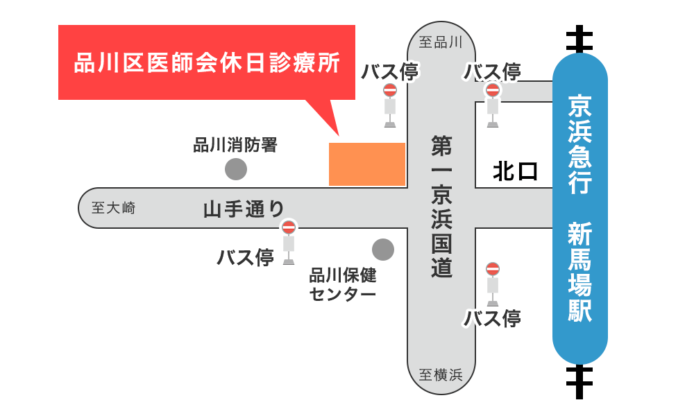 品川区医師会までの地図